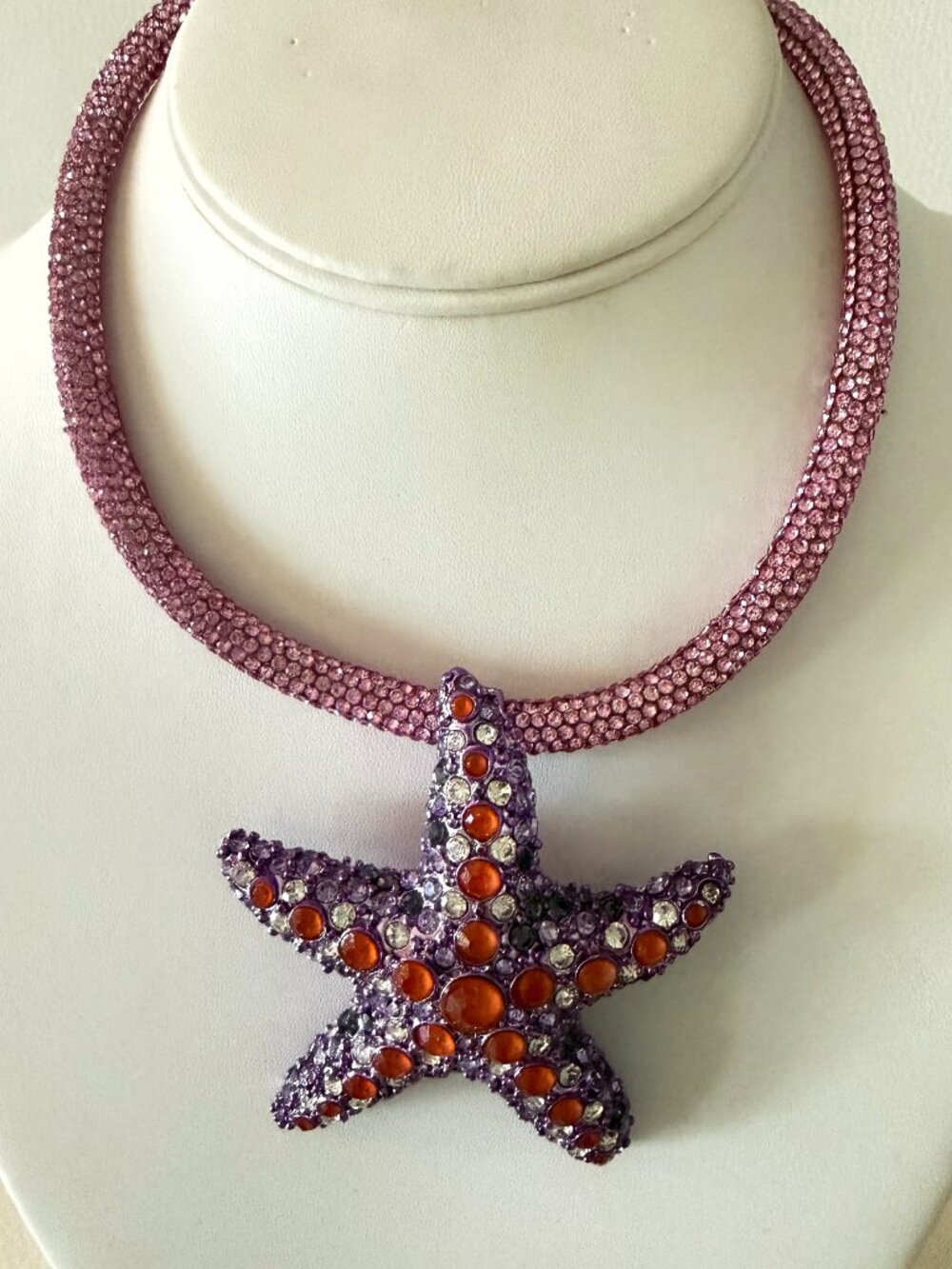 NWT BETSEY JOHNSON Mermaid Jewels Starfish Cord NECKLACE Crystals
